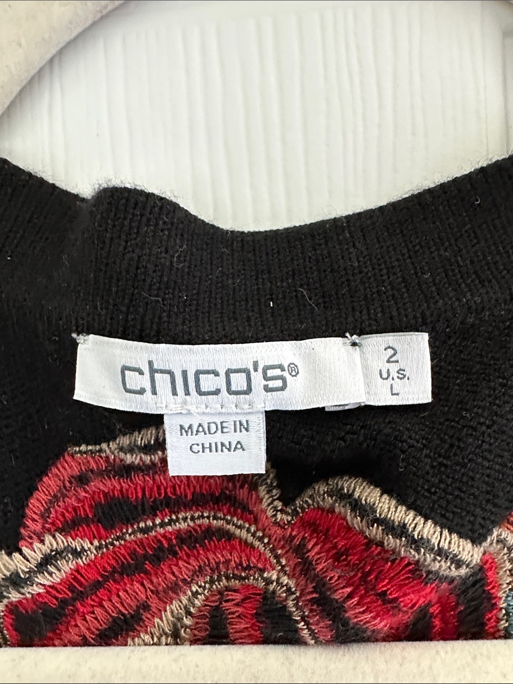Chico's Black Cardigan with Multicolor Floral Embroidery - Picture 2 of 4